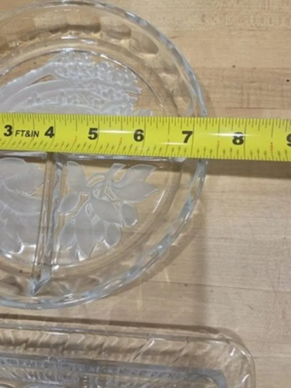 Vintage Clear Frosted Glass Divided Relish Trays Intaglio Fish Fruit Set 2